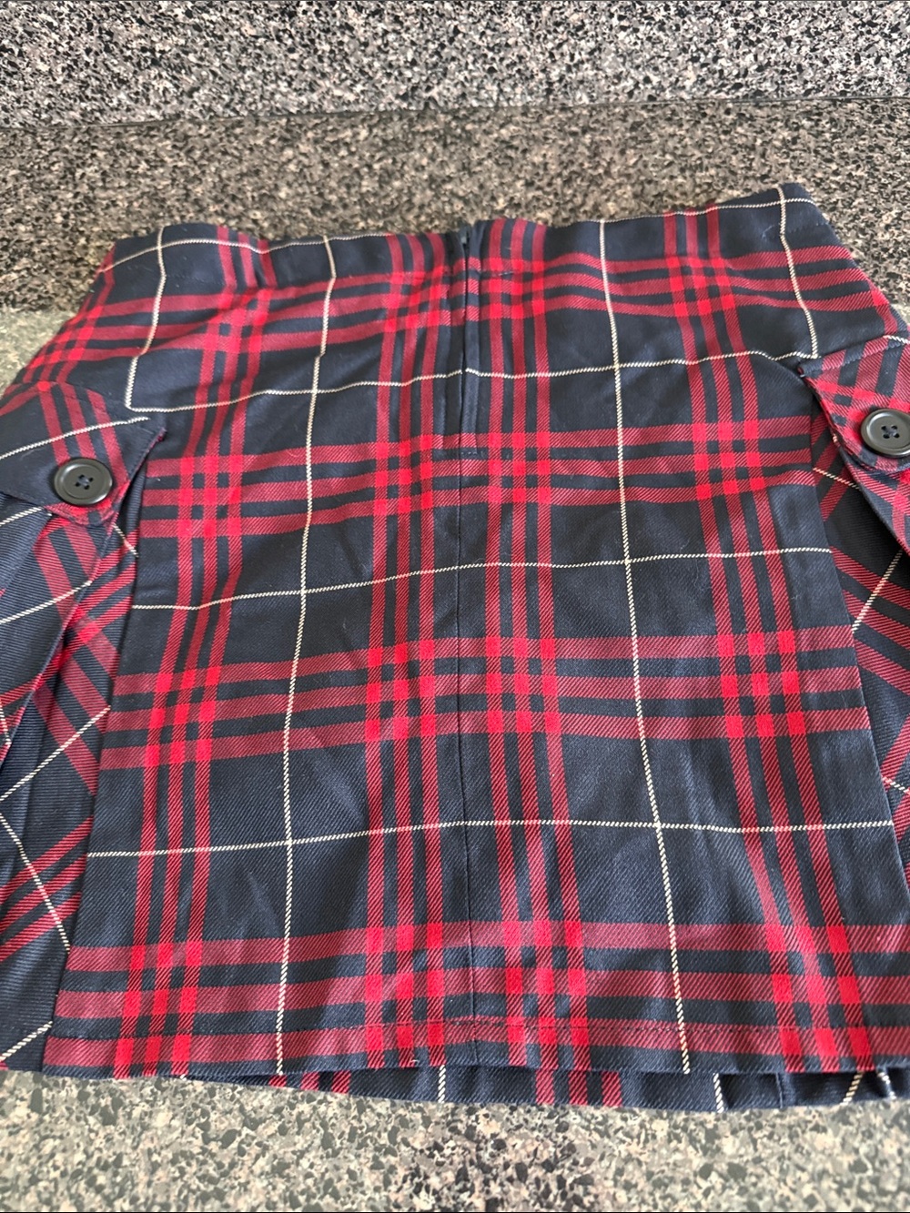 Lands' End Navy and Red Plaid Pleated Mini Skirt altered. - Picture 5 of 11